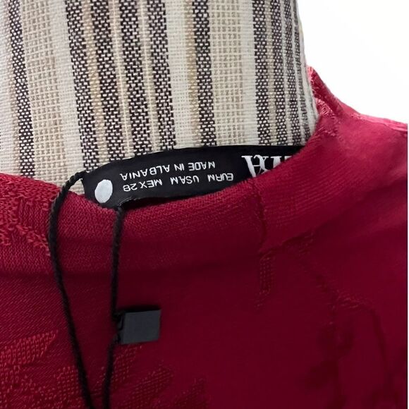 ZARA | Burgundy | SHORT SLEEVE JUMPSUIT WITH SURPLICE V-NECKLINE - Picture 12 of 15